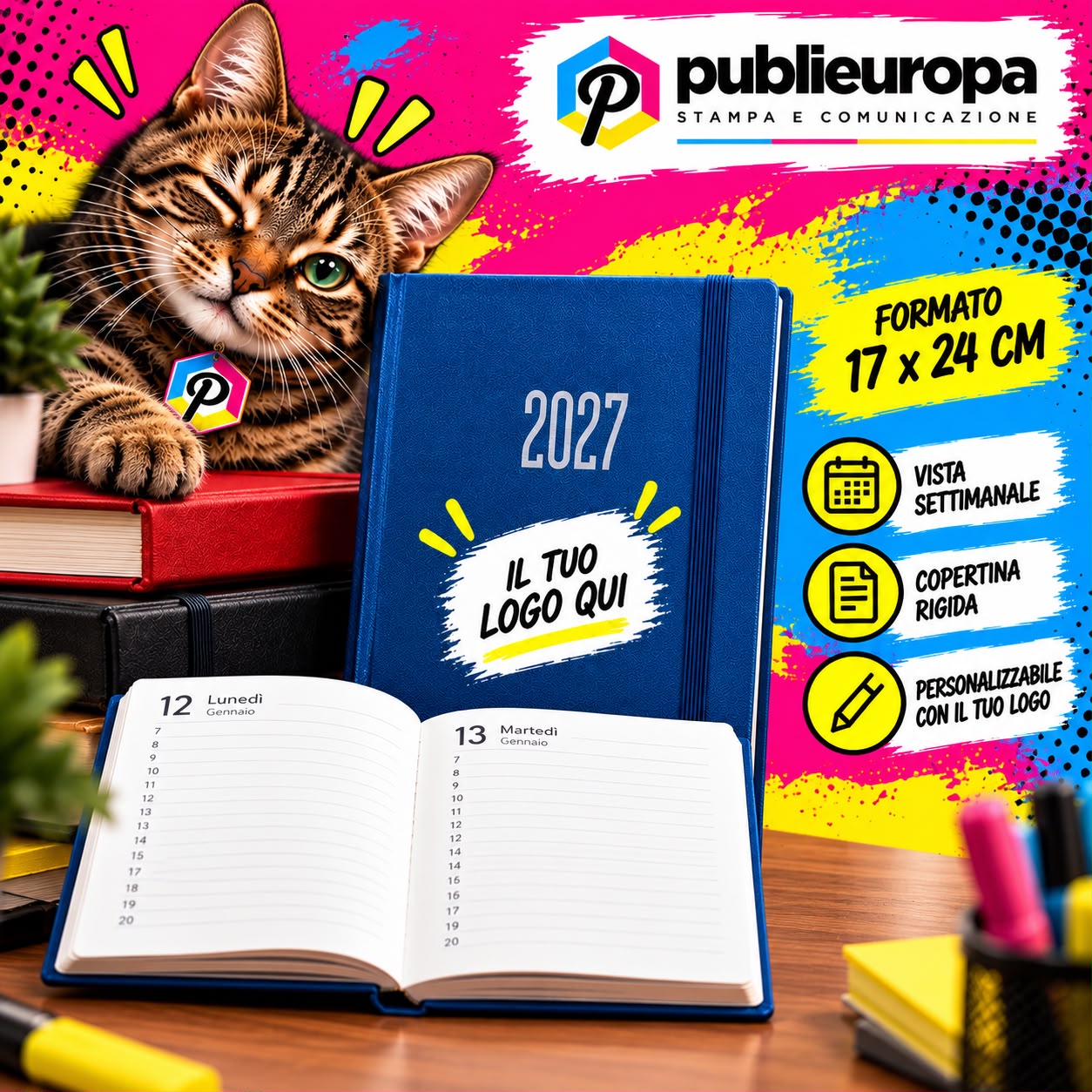Agenda Settimanale 2027 personalizzabile 17 X 24 CM (40 pezzi)